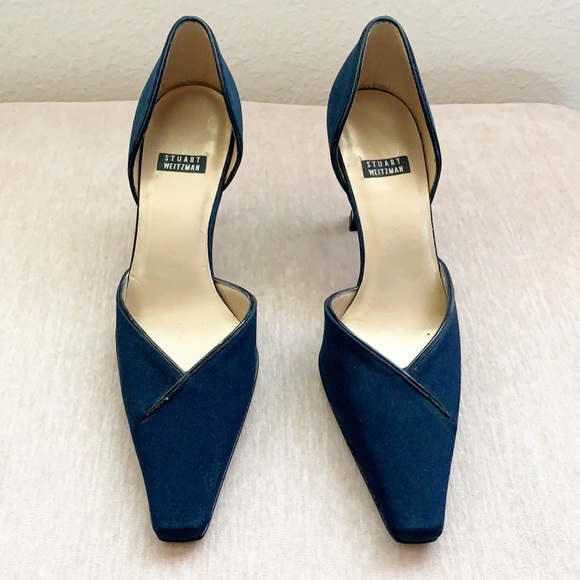 Stuart Weitzman Blue Pointed Slip On Heels sz 5 - Picture 4 of 9